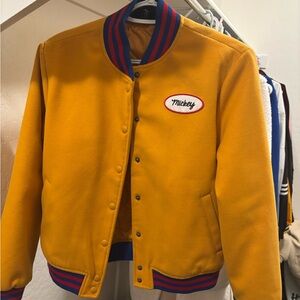 Yellow Varsity Jacket with Mickey Patch